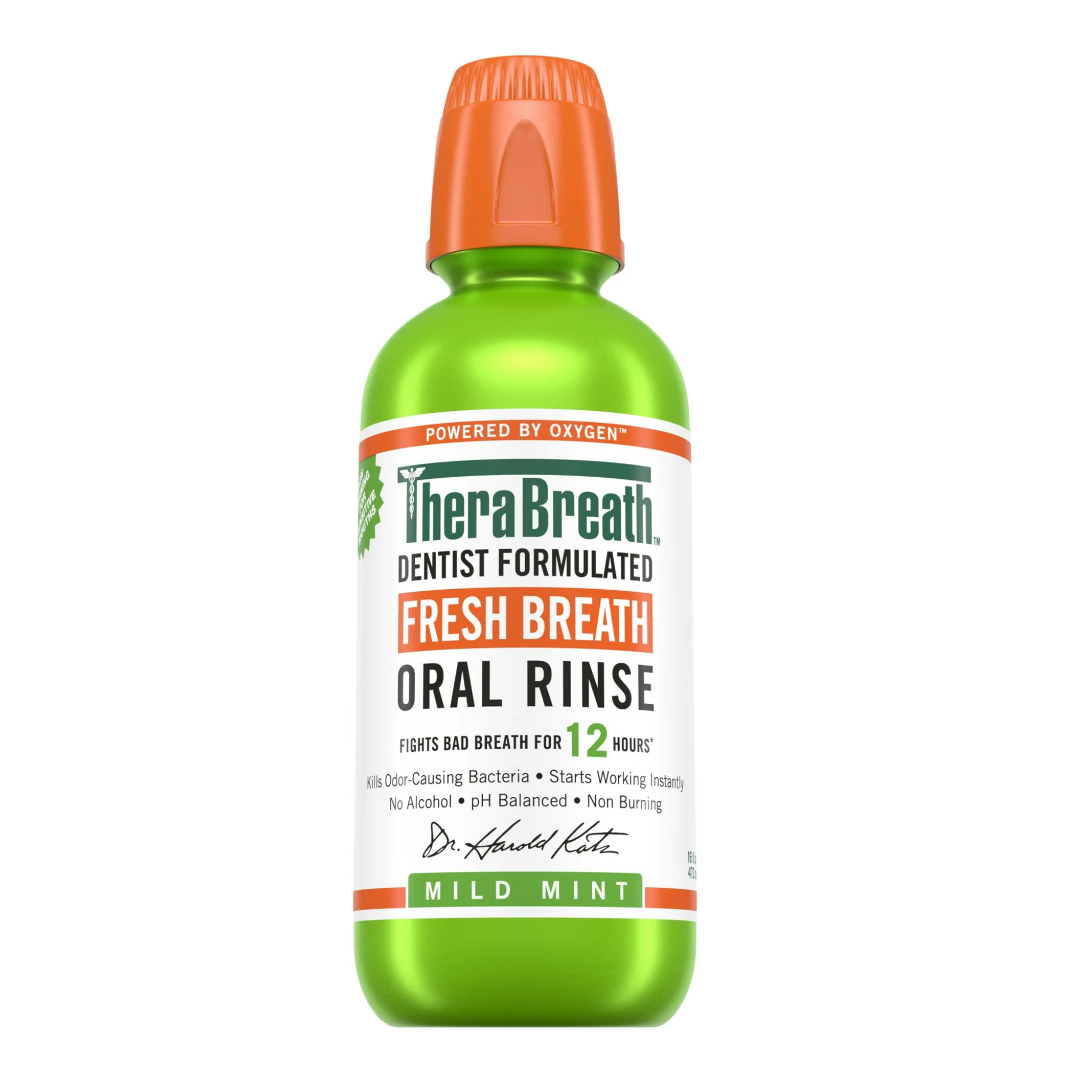 TheraBreath, Fresh Breath Mouthwash, Mild Mint Flavor, Alcohol-Free for Adults, 16 fl oz